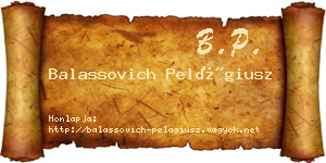 Balassovich Pelágiusz névjegykártya